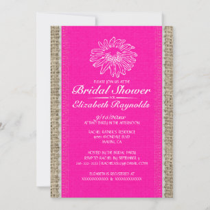 Hot Pink Vintage Lace Bridal Shower Invitations