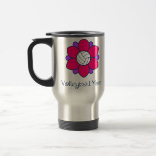 Hot Pink Volleyball Mom Travel Mug