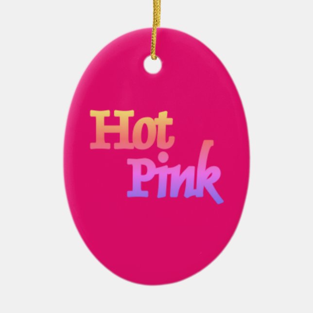 Hot Pink w name ceramic oval ornament (Front)