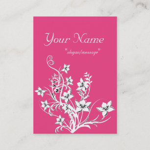 Hot Pink w/White & Black Floral Design Large Cards