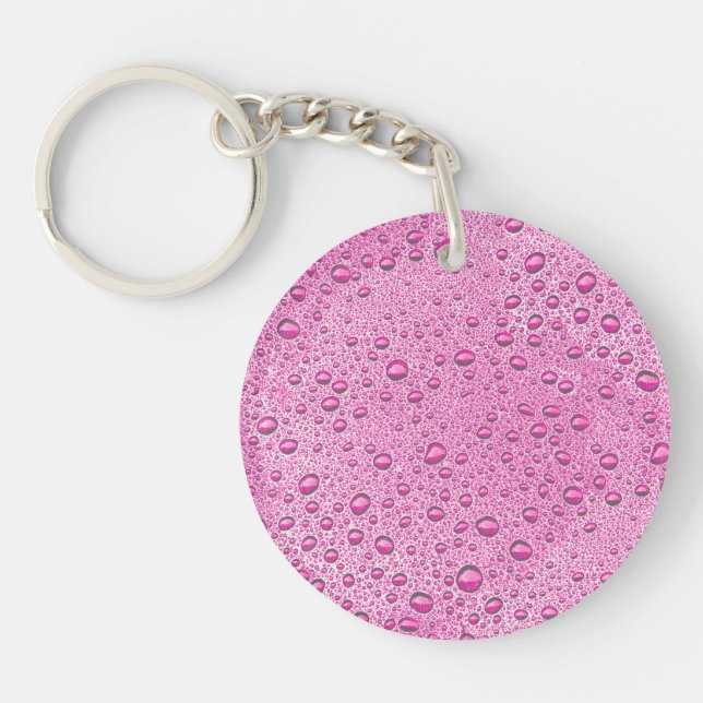 Hot pink water droplets keychain (Front)