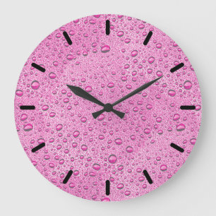Hot pink water droplets large clock