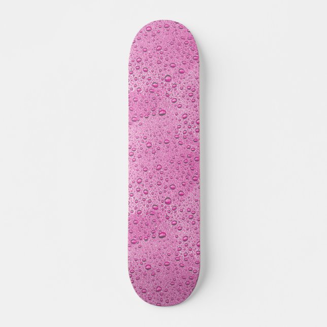 Hot pink water droplets skateboard (Front)