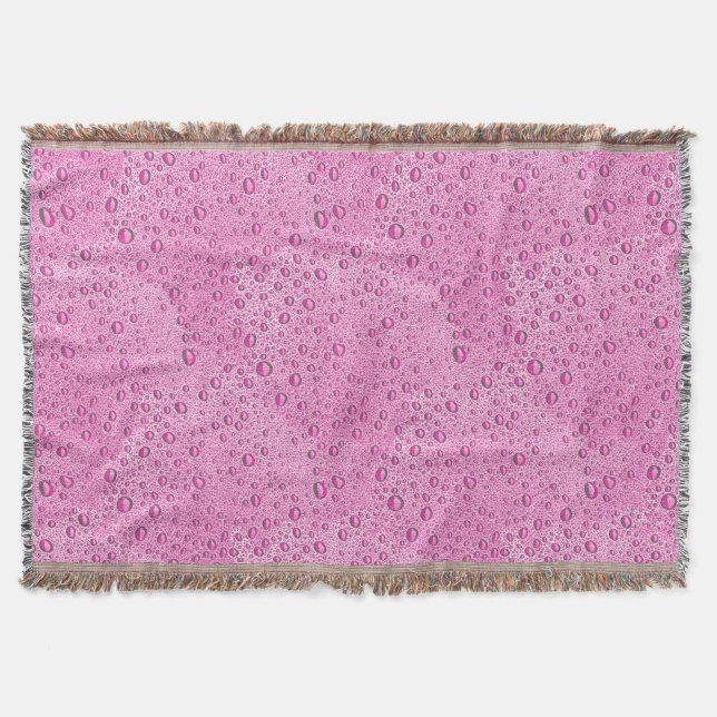 Hot pink water droplets throw blanket (Front)