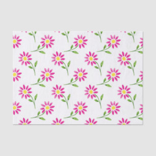 Hot Pink Watercolor Daisy Pattern Tissue Paper