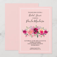 Hot Pink Watercolor Floral Bridal Shower