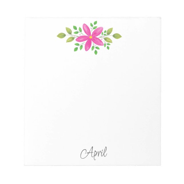 Hot Pink Watercolor Floral Swag Notepad (Front)