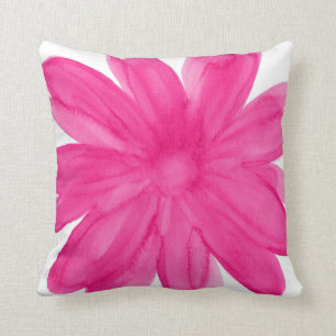 Hot Pink Watercolor Flower Throw Pillow