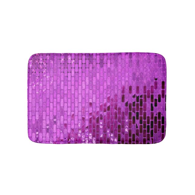 Hot Pink Watercolor Girly Themed Bath Mat (Front)