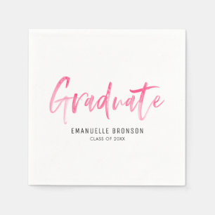 Hot Pink Watercolor Lettering Graduation Napkin