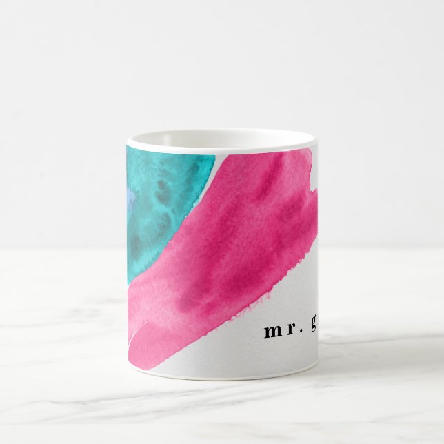 Hot Pink Watercolor Personalized Coffee Mug (Center)
