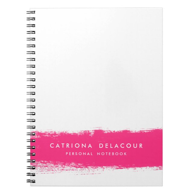 Hot Pink Watercolor Splash Personalized Notebook (Front)
