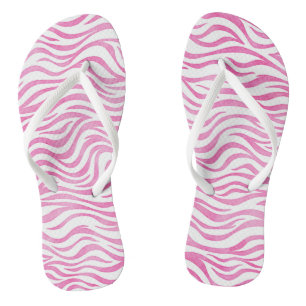 Hot Pink Watercolor Zebra Print Flip Flops
