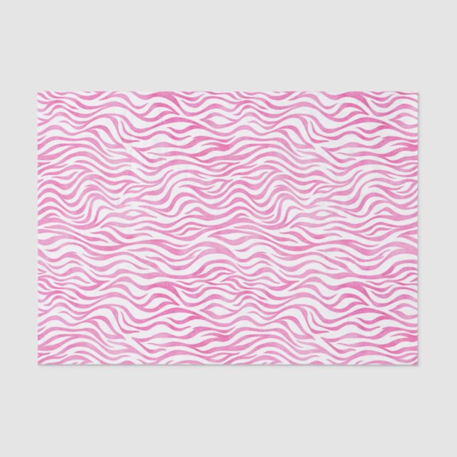 Hot Pink Watercolor Zebra Print Tissue Paper (Front)