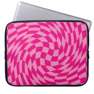 Hot Pink Wavy Chequerboard Laptop Sleeve