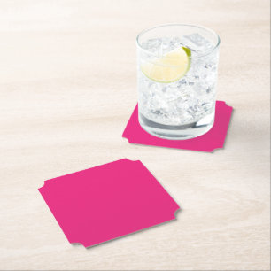 Hot Pink Wedding Bold Solid Colour Invite Paper Coaster