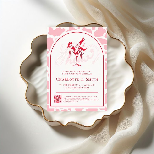 Hot Pink Western Bachelorette Party Invitation (Creator Uploaded)