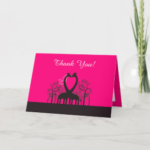 Hot Pink Whimsical Girafffe Folded Thank You Card