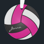 Hot Pink, White and Black Volleyball Ornament<br><div class="desc">Volleyball Sport Player Christmas Ornament ready for you to personalize. Makes a wonderful personalize gift for your volleyball player, coach, fan, etc... ⭐This Product is 100% Customizable. Graphics and / or text can be added, deleted, moved, resized, changed around, rotated, etc... 99% of my designs in my store are done...</div>