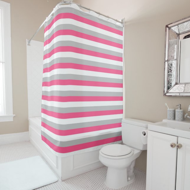 Hot Pink, White and Grey Stripes (In Situ)