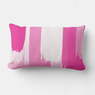 Hot Pink White Brushstrokes Throw Pillow
