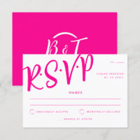 Hot Pink White Calligraphy Wedding RSVP