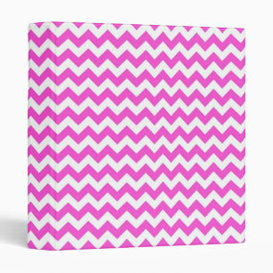 Hot Pink White Chevron Zig-Zag Pattern Binder