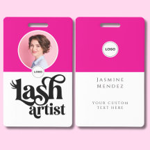 Hot Pink White Elegant Photo Lash Artist ID