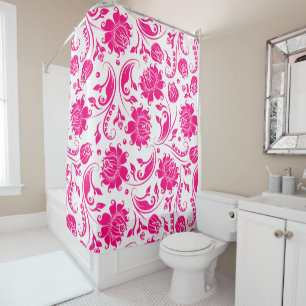 Hot pink & white floral damasks pattern