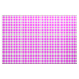 Hot Pink & White Gingham Block Pattern Fabric