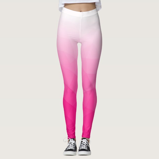 Hot pink White Gradient Geometric Mesh Pattern Leggings (Front)