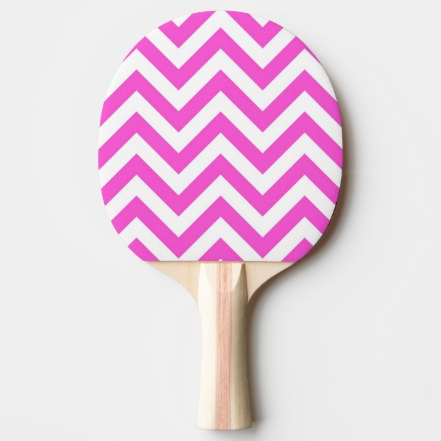 Hot Pink White Large Chevron ZigZag Pattern Ping Pong Paddle (Front)