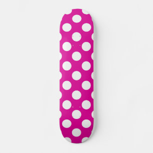 Hot Pink & white Large Polka Dot Skateboard