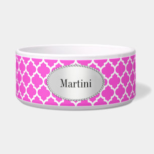 Hot Pink White Moroccan Quatrefoil Pattern #5
