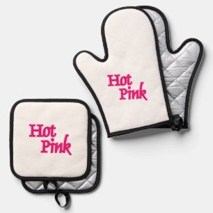 Hot Pink white oven mitts pot holder sets Oven Mitt & Pot Holder Set