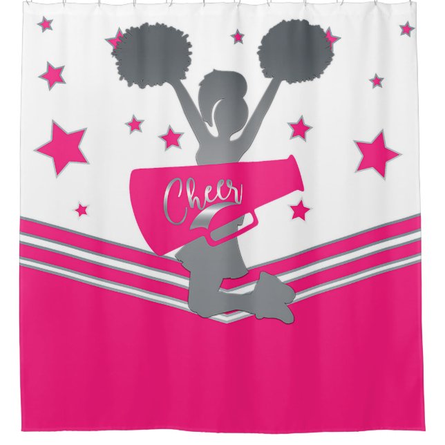 Hot Pink White Silver Stars Cheer Cheer-leading (Front)