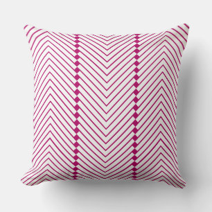 hot pink white Small Squares and Zig Zag Lines Throw Pillow