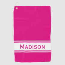 Hot Pink White Stripe Modern Name Monogram