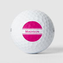 Hot Pink White Stripes Name Monogram
