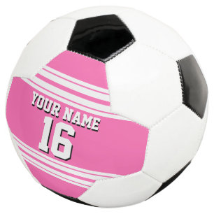 Hot Pink White Team Jersey Custom Number Name Soccer Ball