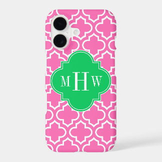 Hot Pink Wht Moroccan #6 Emerald Green 3I Monogram