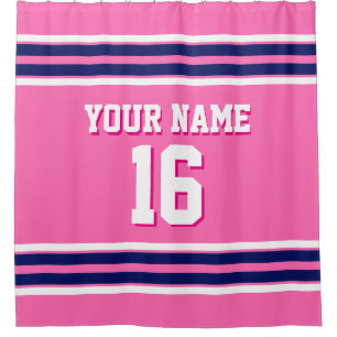 Hot Pink with Navy White Stripes Sports Jersey