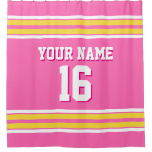 Hot Pink with Yellow White Stripes Sports Jersey