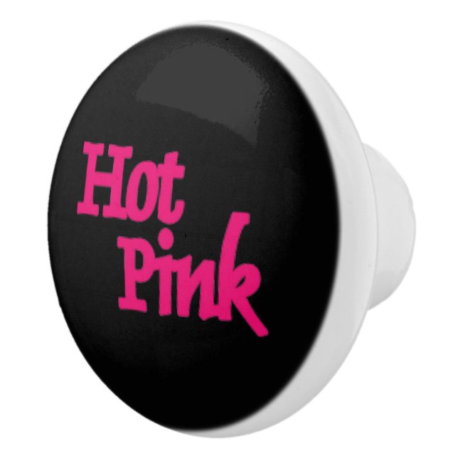 Hot Pink word black ceramic knob (Right)