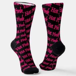 Hot Pink word black premium socks