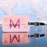 Hot Pink World Traveller Map Monogram Name Luggage Tag<br><div class="desc">Travel in style with our Hot Pink World Traveller Map Monogram Name Luggage Tag! Featuring a vibrant hot pink design and a world map background, this tag is personalized with your name and monogram in a chic font. Perfect for identifying your luggage quickly and easily, it combines fashion with function....</div>