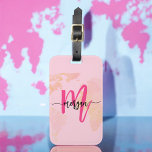 Hot Pink World Traveller Map Monogram Name Luggage Tag<br><div class="desc">Travel in style with our Hot Pink World Traveller Map Monogram Name Luggage Tag! Featuring a vibrant hot pink design and a world map background, this tag is personalized with your name and monogram in a chic font. Perfect for identifying your luggage quickly and easily, it combines fashion with function....</div>