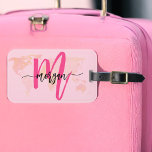 Hot Pink World Traveller Map Monogram Name Luggage Tag<br><div class="desc">Travel in style with our Hot Pink World Traveller Map Monogram Name Luggage Tag! Featuring a vibrant hot pink design and a world map background, this tag is personalized with your name and monogram in a chic font. Perfect for identifying your luggage quickly and easily, it combines fashion with function....</div>