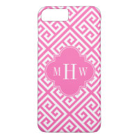 Hot Pink Wt Med Greek Key Diag T HotPn 3I Monogram