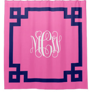 Hot Pink Wt Vine Monogram DIY BG & Greek Key Frame
